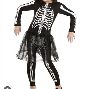 Girls Skeleton Costume Set With Skirt - Size 10-12 New